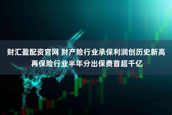财汇盈配资官网 财产险行业承保利润创历史新高 再保险行业半年分出保费首超千亿