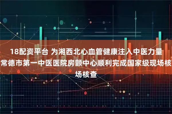 18配资平台 为湘西北心血管健康注入中医力量，常德市第一中医医院房颤中心顺利完成国家级现场核查
