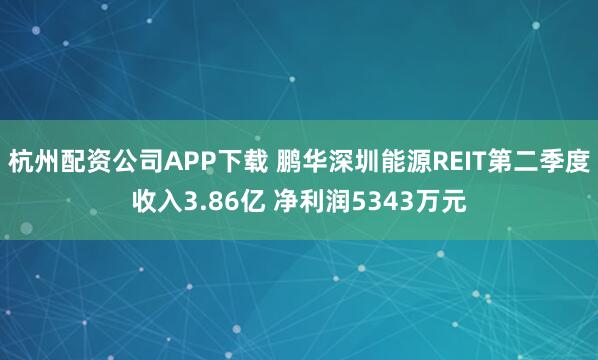 杭州配资公司APP下载 鹏华深圳能源REIT第二季度收入3.86亿 净利润5343万元